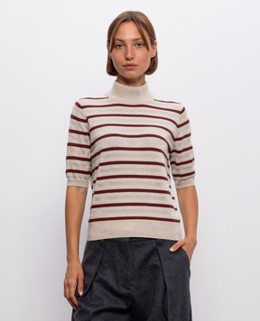Brunello Cucinelli Бежевий топ з вовни, кашеміру та шовку M16221904P