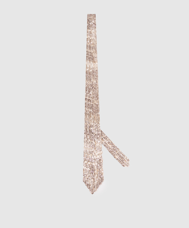 Brunello Cucinelli Бежевый галстук Dazzling Craquelé Embroidery MRKR12279 изображение 3