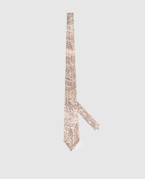 Brunello Cucinelli Бежевый галстук Dazzling Craquelé Embroidery MRKR12279