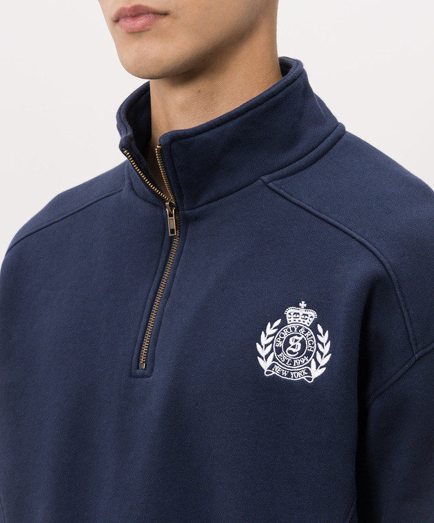 Sporty & Rich Синий свитшот с вышивкой логотипа ST098710243BL106 изображение 5