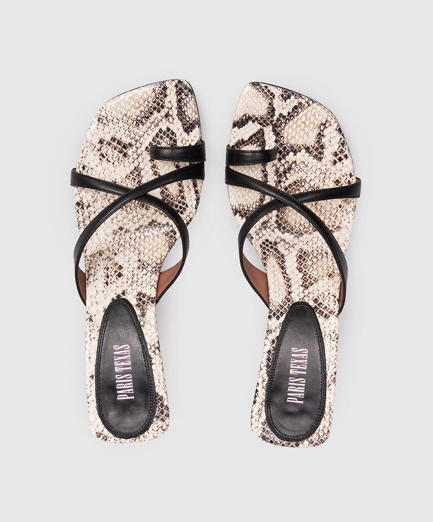 Paris Texas Бежевые кожаные мюли Lorena с тиснением под кожу рептилии PX1975XNPPT изображение 4