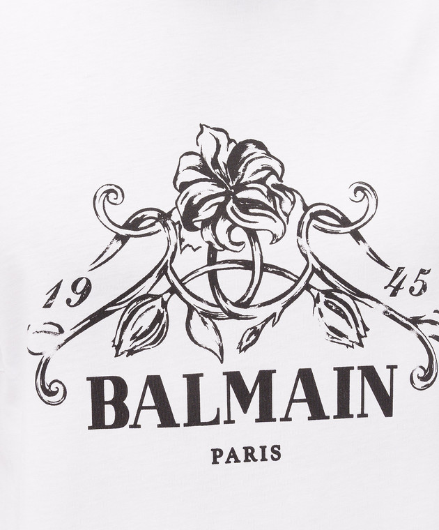 Balmain Біла футболка з принтом HH1EG275BD65 зображення 5