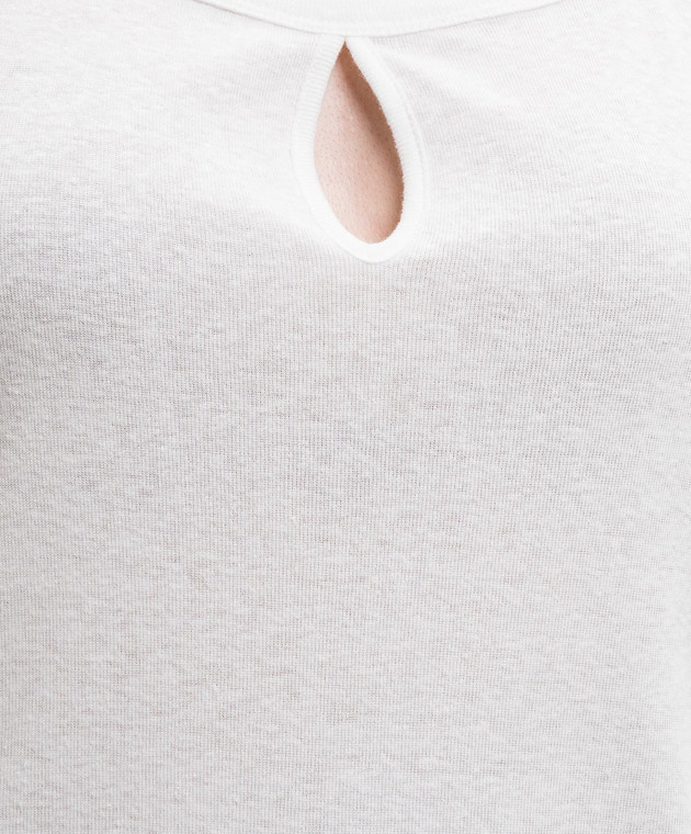 Victoria Beckham Білий топ з льоном 1226JTP007237A зображення 5