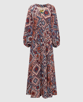 Momoni Рожева сукня максі FRANCISCO із шовку MODR010MO03