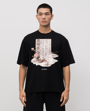 Off-White Чорна футболка Building 44MAA120F5J001