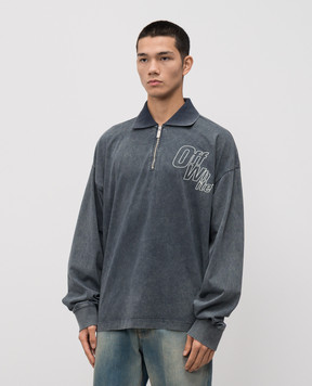 Off-White Синій лонгслів-поло з логотипом 44MAD00NF5F004