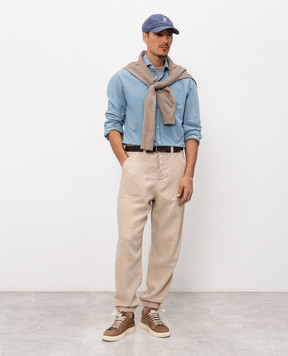Brunello Cucinelli Бежевые брюки из льна MH249S2470