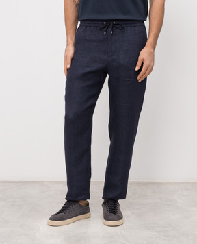 Agnona Сині штани з льону T710U6YU3046