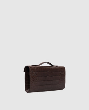 Babe Pay Pls Коричневый клатч из кожи крокодила 200327LSM