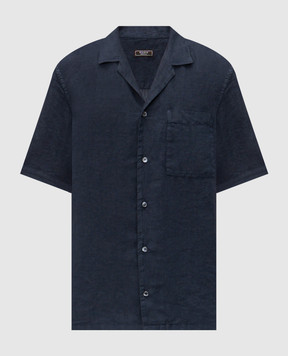 Peserico Синя сорочка з короткими рукавами з льону R56049T002494