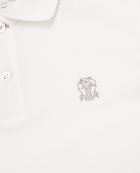 Brunello Cucinelli Детское белое поло с вышивкой эмблемы BE854T315C
