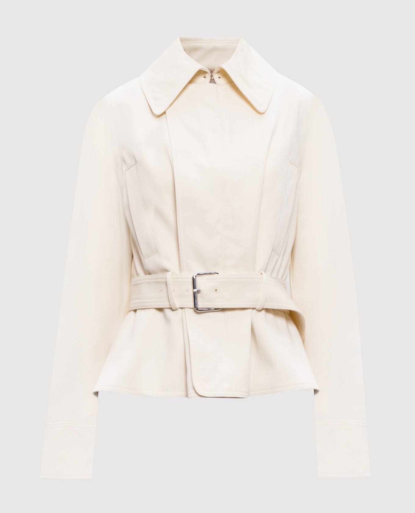 

Куртка цвета айвори с поясом, Бежевый, Куртки