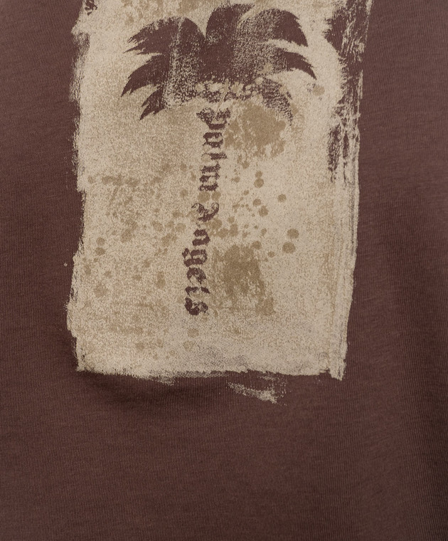 Palm Angels Коричнева футболка Brashed Palm PAWAA003JR010 зображення 5