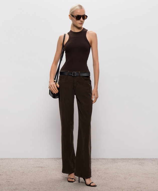 Dondup Коричневая майка в рубчик DS071JS0314DNC4 изображение 2