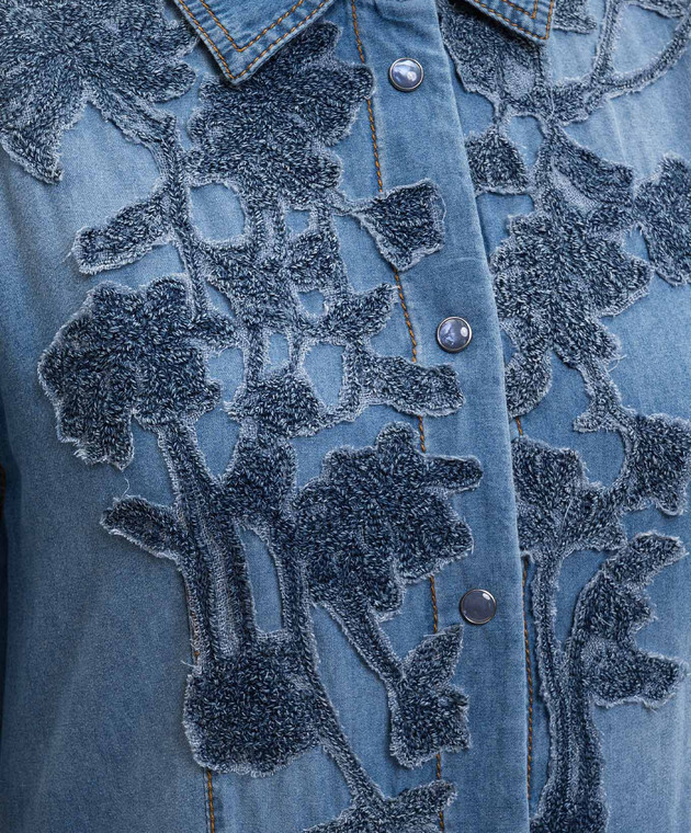 Ermanno Scervino Life Синя сукня-сорочка з ефектом деніму D484Q716YKR зображення 4