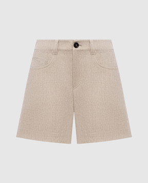 Brunello Cucinelli Бежевые шорты с леном в узор MH528P9163