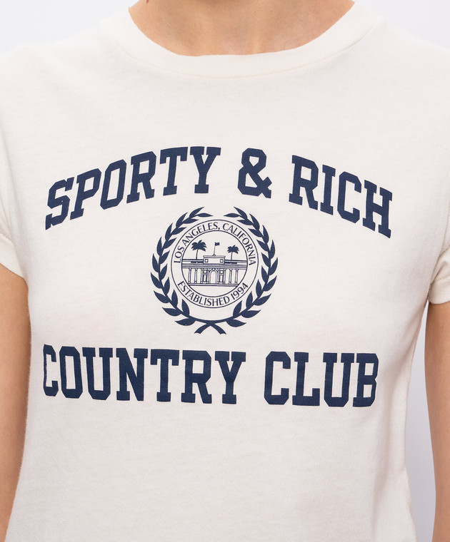Sporty & Rich Бежева футболка Varsity Crest TO11176218WH37w зображення 5