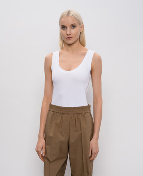 Brunello Cucinelli Белый топ в рубчике с цепочкой мониль M0TC8FX210