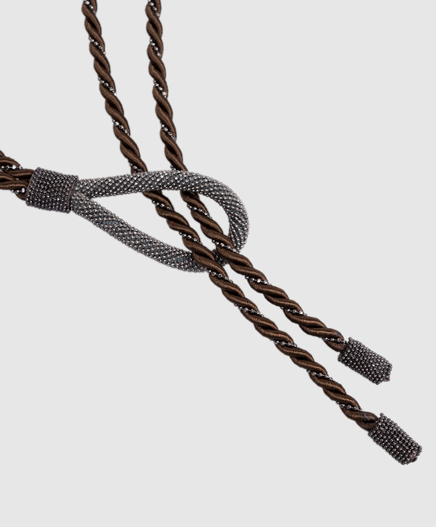 Peserico Коричневий плетений пояс з ланцюжком моніль S32604C0CC811 зображення 3