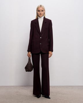 Victoria Beckham Бордовые штаны клеш Alina из шерсти 1226WTR005115S