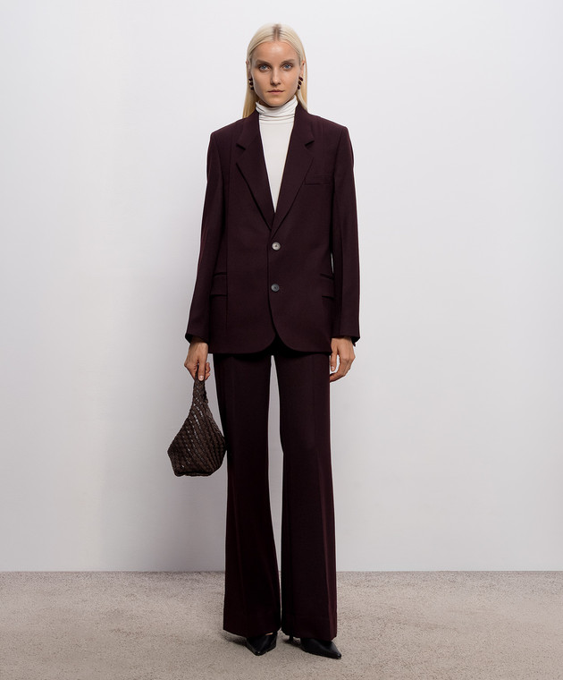 Victoria Beckham Бордовые штаны клеш Alina из шерсти 1226WTR005115S изображение 2