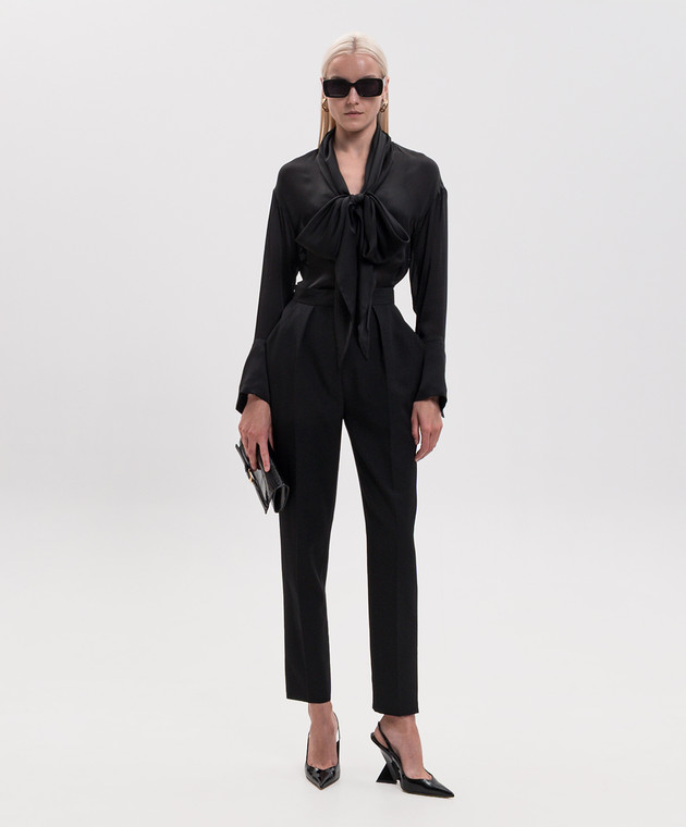 Balmain Чорні штани з вовни з високою посадкою GF1PN190WC09 зображення 2