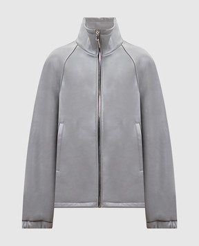 Babe Pay Pls Серая кожаная куртка прямого кроя 2602GRAND