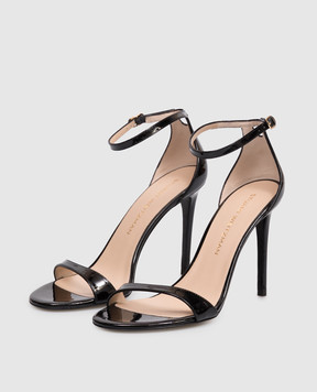 Stuart Weitzman Чорні шкіряні лаковані босоніжки NUDIST SJ995
