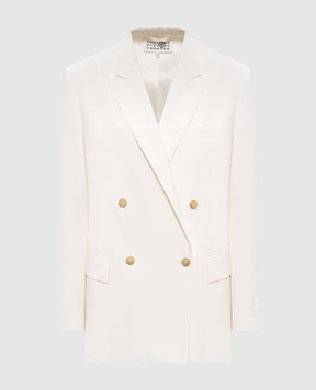 Maison Margiela MM6 Білий двобортний жакет з вовною S52BN0144M35436