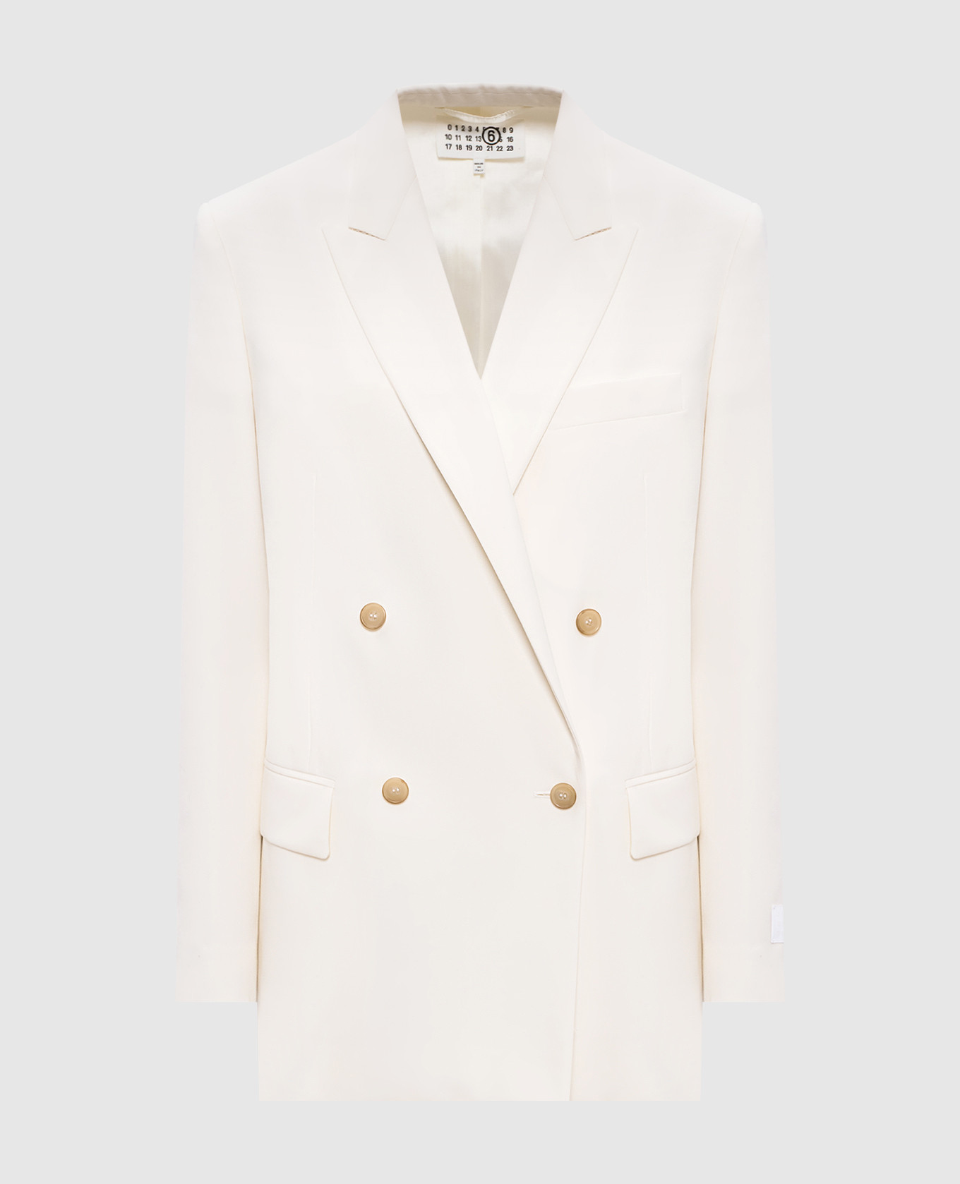 

Белый двубортный жакет с шерстью, Жакеты