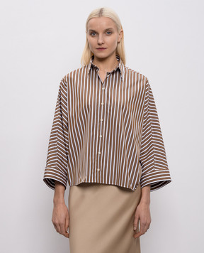 Brunello Cucinelli Коричневая рубашка в полоску MH749MX716