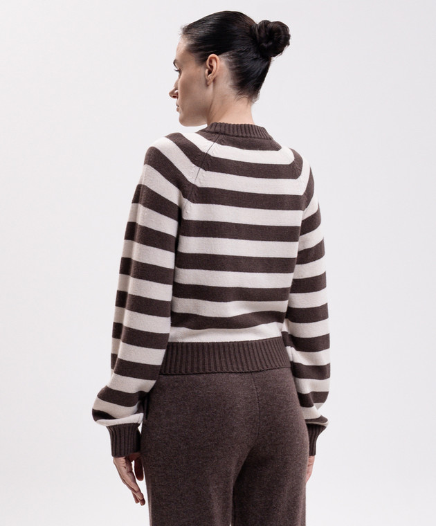 Sporty & Rich Коричневый свитер Julietta из шерсти в полоску WS10483000BR03 изображение 4