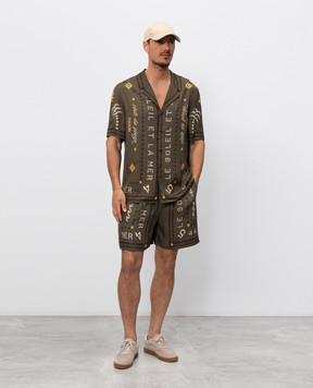 Balmain Шорты цвета хаки с принтом GH0PA145VI82