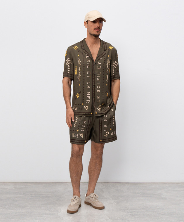 Balmain Шорти кольору хакі з принтом GH0PA145VI82 зображення 2