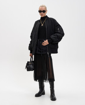 Dolce&Gabbana Чорний бомбер з драпіруванням F9T50THUMV3