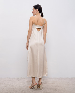 Peserico Бежева сукня міді з ланцюжком моніль A0205906638