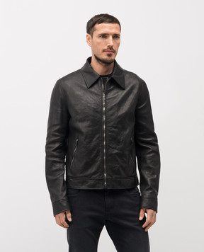 Dolce&Gabbana Чорна шкіряна куртка з логотипом G9CCCLHULZK