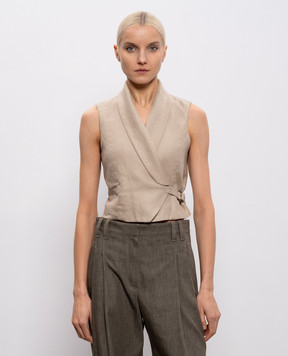 Brunello Cucinelli Бежевый жилет из льна MH527HG606