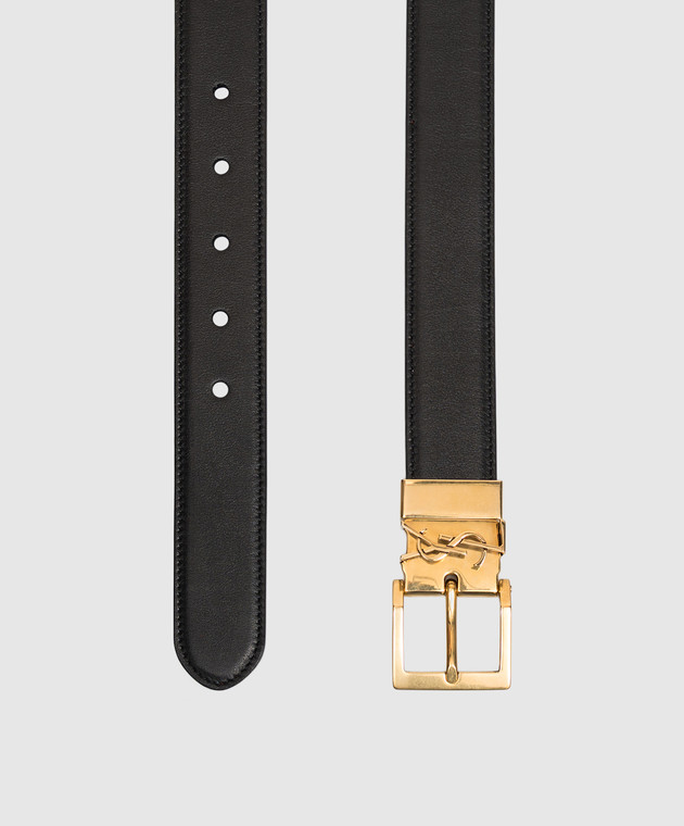 Saint Laurent Двосторонній шкіряний ремінь CASSANDRE VADIM A004Q8AAG5X зображення 3