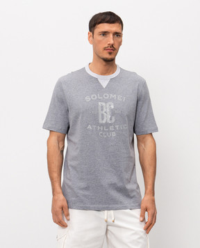 Brunello Cucinelli Сіра футболка з брендовим принтом M0B131001G