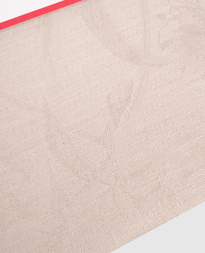 Le Jacquard Fraincais Бежева скатертина Tivoli з льону з тканим візерунком 28103