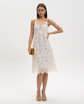 Ermanno Scervino Белое платье с леном из кружева D482Q398GQJ