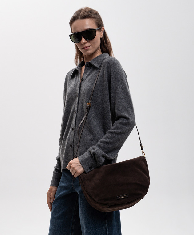 Gianni Chiarini Коричневая замшевая сумка кросс-боди Cleo BS12691CMPL изображение 2