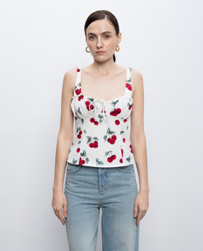 Twinset Белый топ в принт 261TT2595