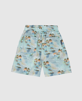 Palm Angels Детские голубые шорты в принт PBX8001S26FAB001