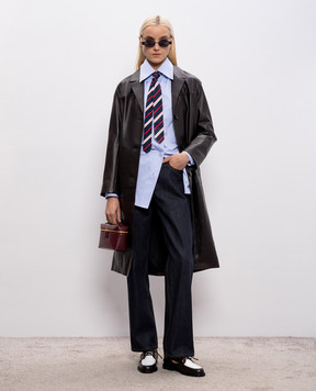 Yves Salomon Коричневе шкіряне пальто 26EYM20310APXX