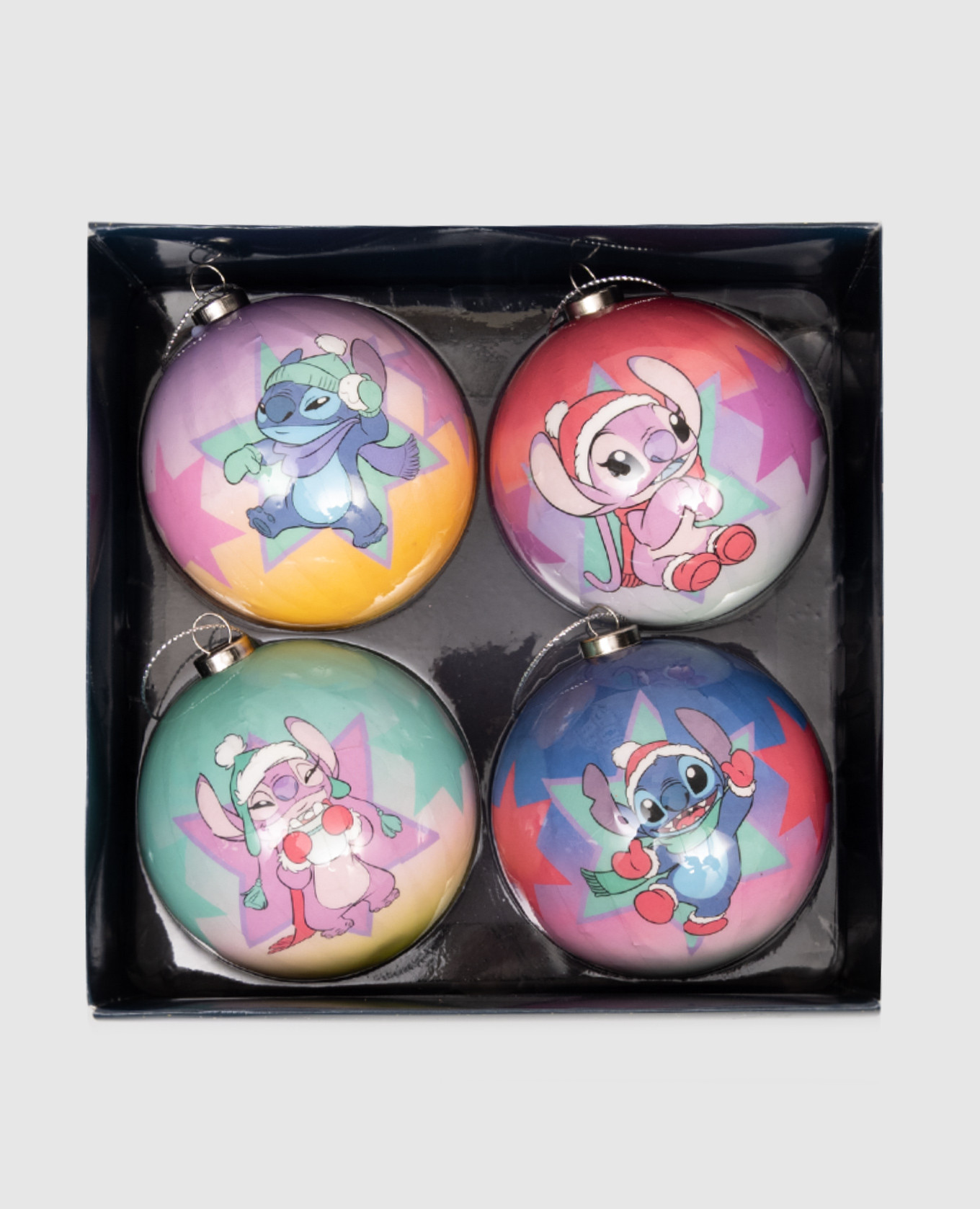 

Набор елочных шаров Angel and Stitch 4 шт, Разноцветный, Елочные украшения