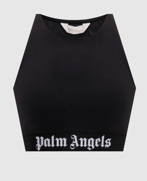 Palm Angels Чорний топ з візерунком логотипа PWVO024S26FAB001