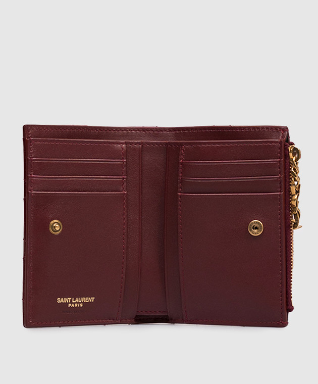 Saint Laurent Бордове шкіряне лаковане портмоне CASSANDRE BIJOU 862438AAGGD зображення 3