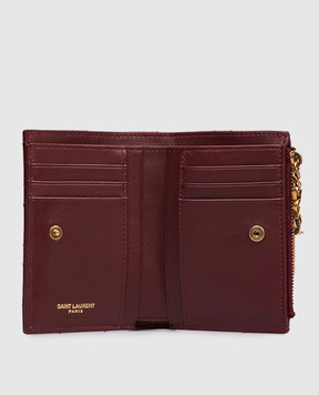 Saint Laurent Бордовый кожаный лакированный портмоне CASSANDRE BIJOU 862438AAGGD